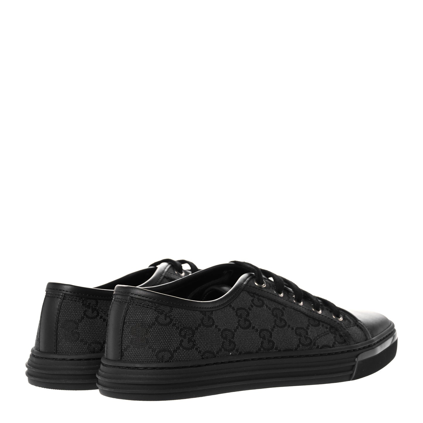 GG Monogram Calfskin Womens Low Top Sneakers 37 Piombo Black