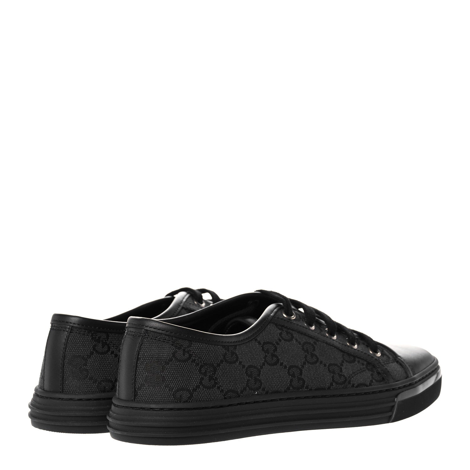 Gucci GG Monogram Calfskin Womens Low Top Sneakers 37 Piombo Black 4 of 7