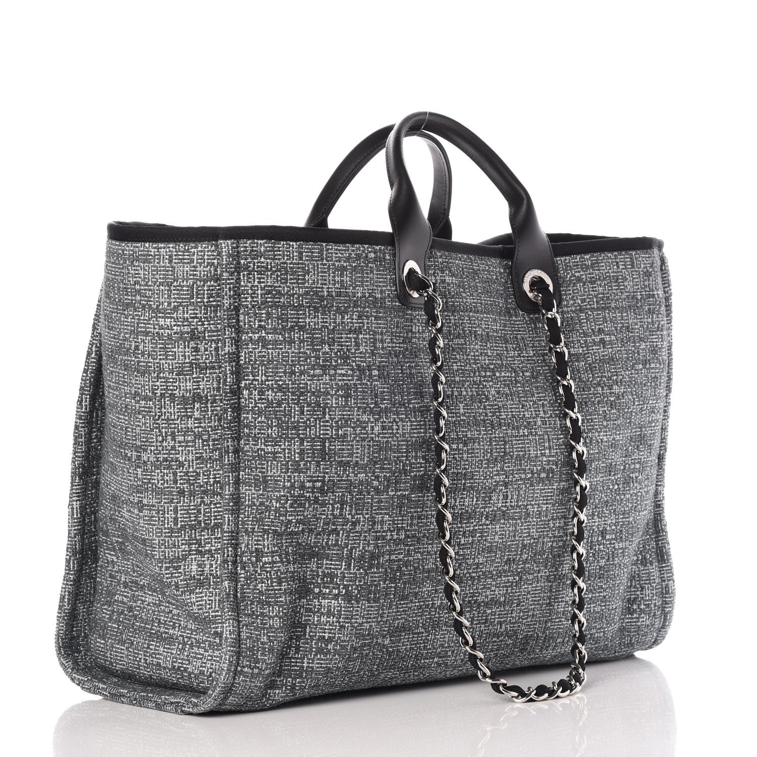 Chanel Canvas Large Deauville Tote Charcoal 3 of 8