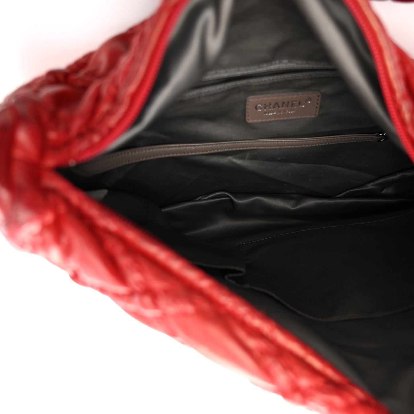 Quilted Lambskin Hidden Chain Hobo Red