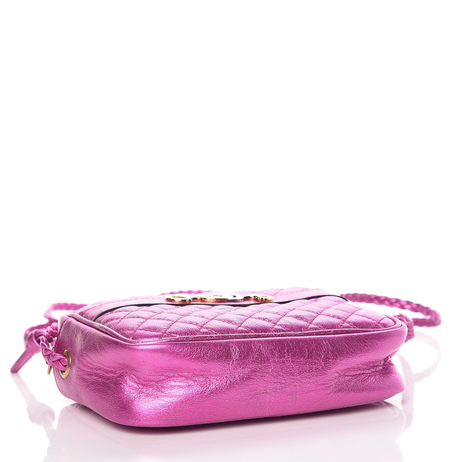Gucci Laminated Nappa Trapuntata Mini Zumi Shoulder Bag Fuxia 4 of 9