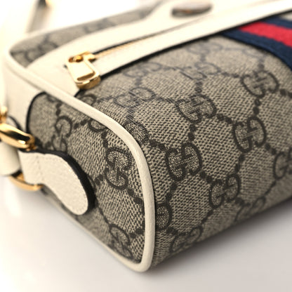 Gucci GG Supreme Monogram Textured Calfskin Web Mini Ophidia Shoulder Bag Beige Ebony Mystic White 7 of 9