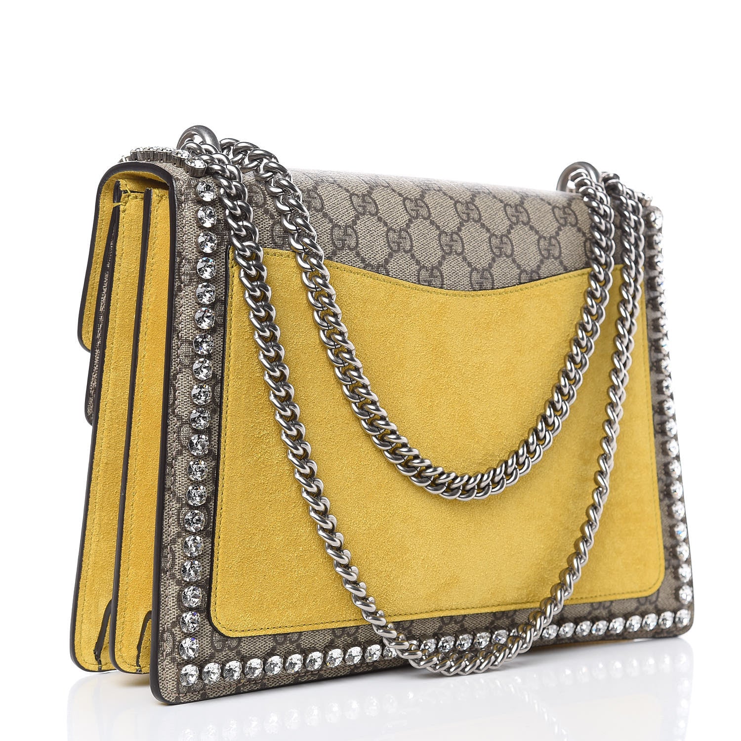 Gucci GG Supreme Monogram Crystal Bow Embroidered Medium Dionysus Shoulder Bag Yellow 3 of 9