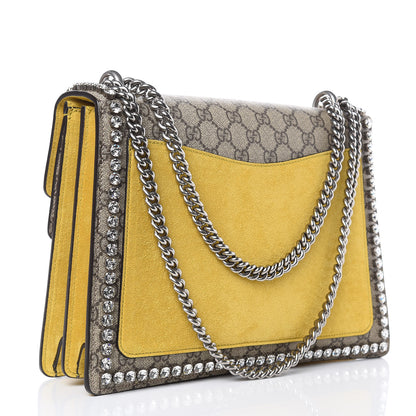 Gucci GG Supreme Monogram Crystal Bow Embroidered Medium Dionysus Shoulder Bag Yellow 3 of 9