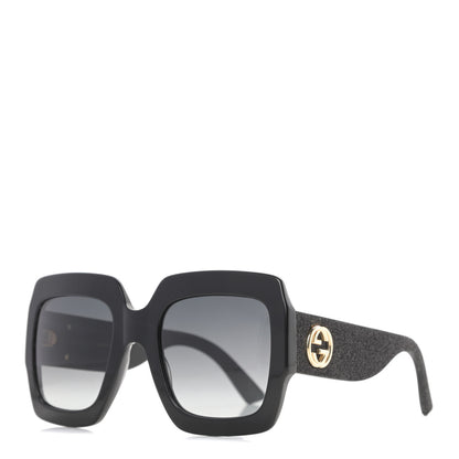 Gucci Square Frame Glitter GG0102S Sunglasses Black 1 of 6