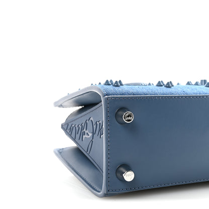 Christian Louboutin Denim Calfskin Studded Loubinthesky Paloma Baguette Blue 8 of 9