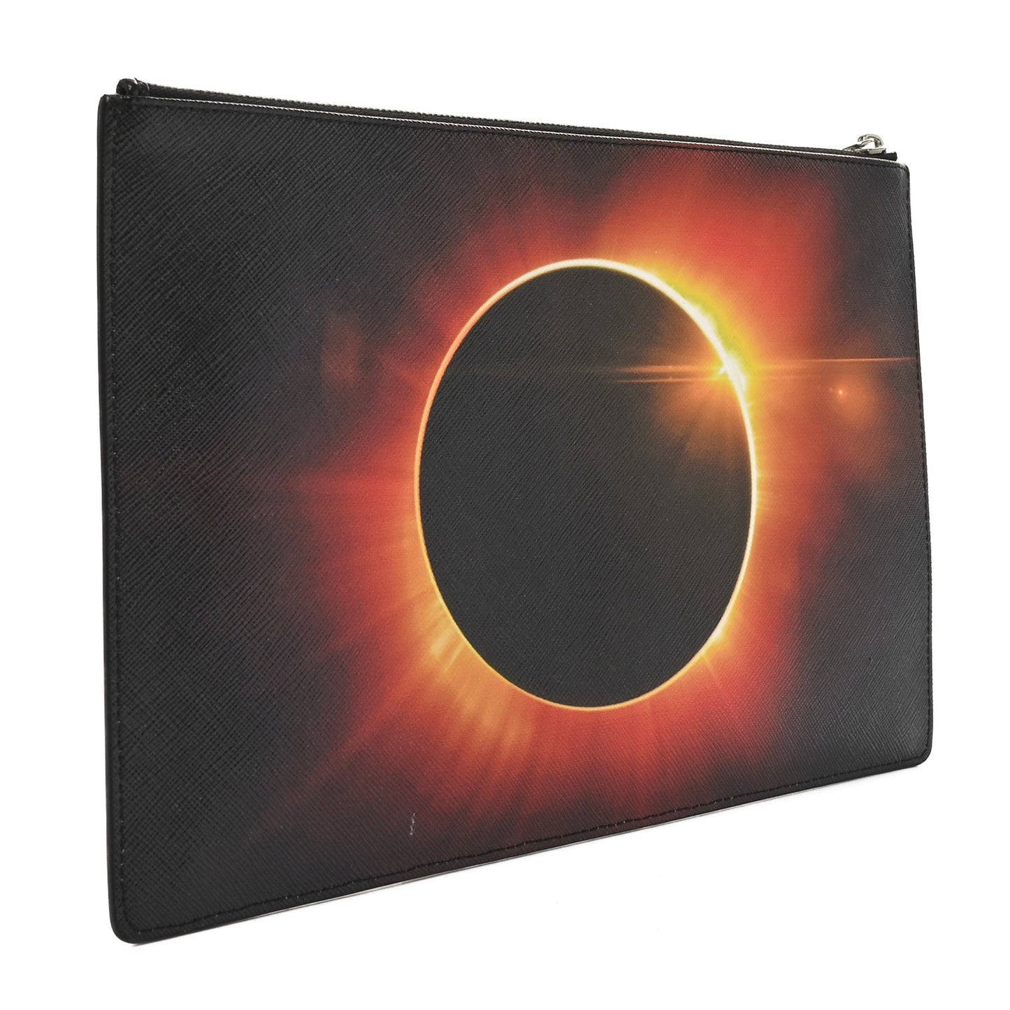 Textured Coated Canvas Large Eclipse Pouch Black
