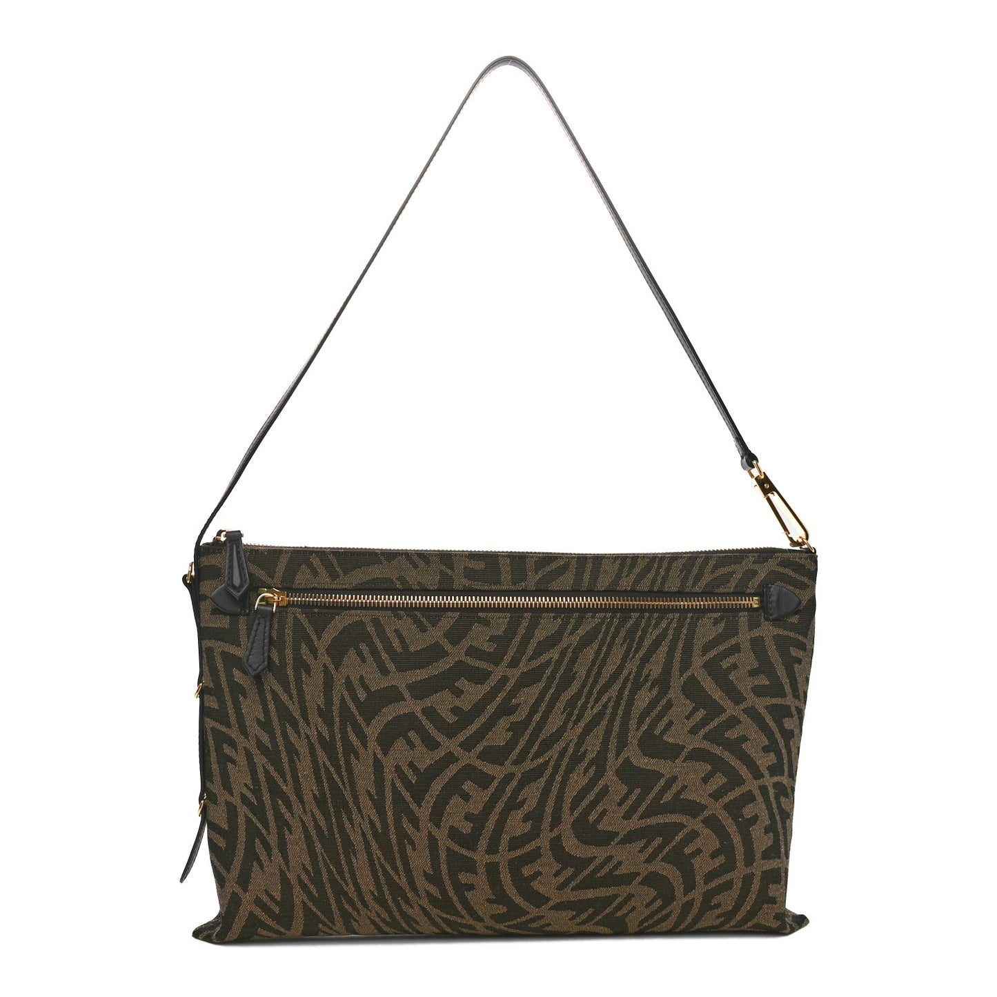 X SARAH COLEMAN Fabric Jacquard FF Vertigo Pochette Tobacco Moro Black