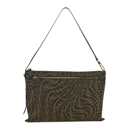 Fendi X SARAH COLEMAN Fabric Jacquard FF Vertigo Pochette Tobacco Moro Black 1 of 10