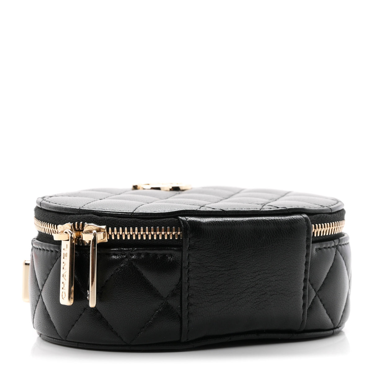 Chanel Lambskin Quilted Ruched Top Handle Vanity Case Black 4 of 7