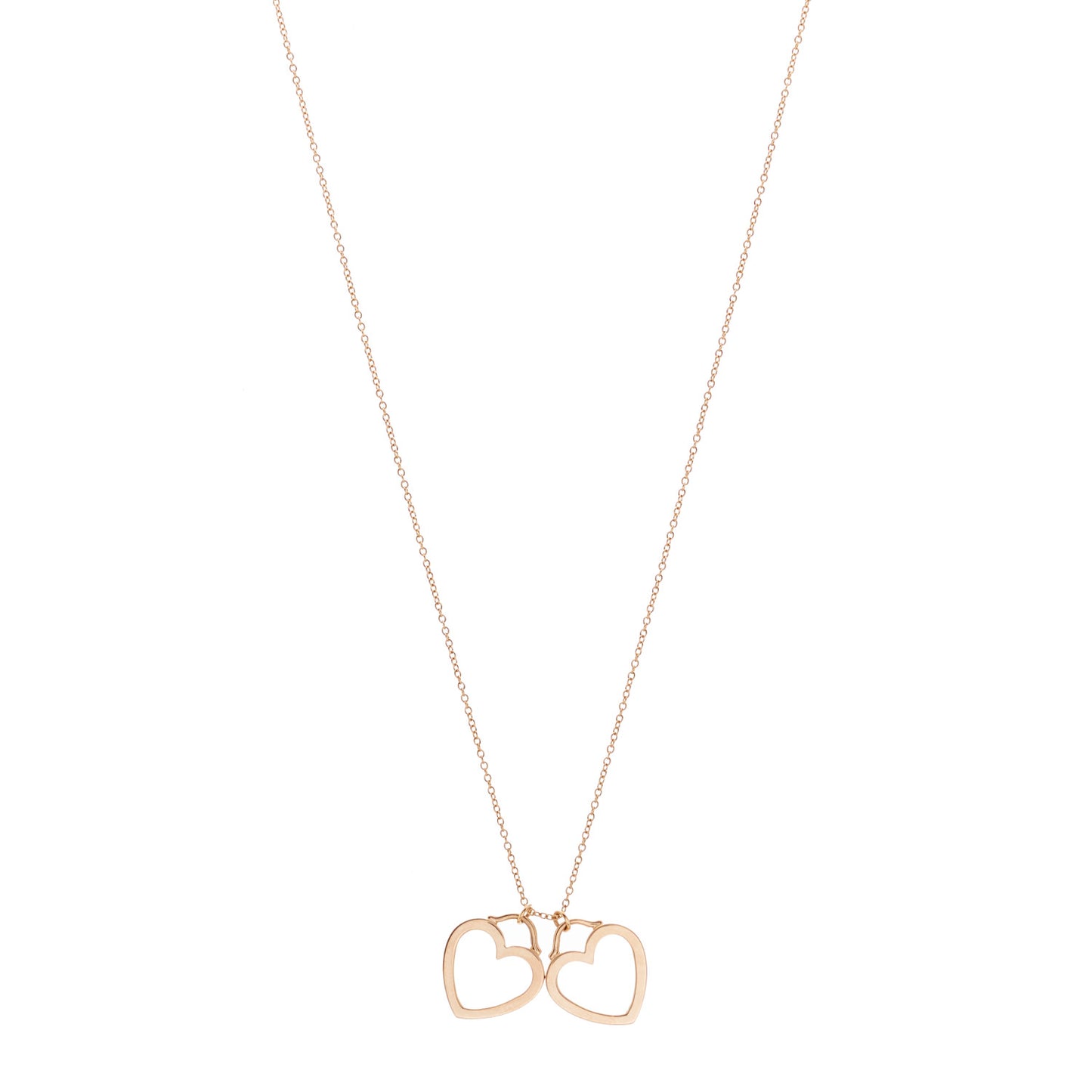 18K Rose Gold Double Open Heart Pendant Necklace