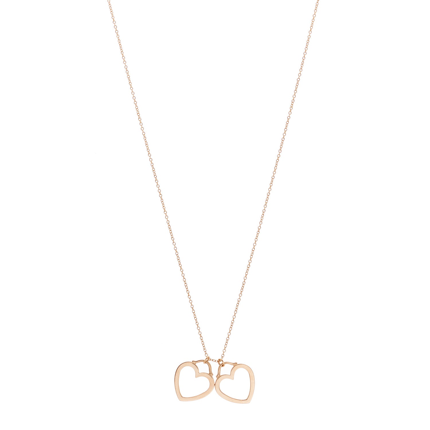 Tiffany 18K Rose Gold Double Open Heart Pendant Necklace 1 of 6
