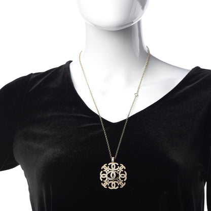 Chanel Crystal CC Pendant Necklace Gold 2 of 5