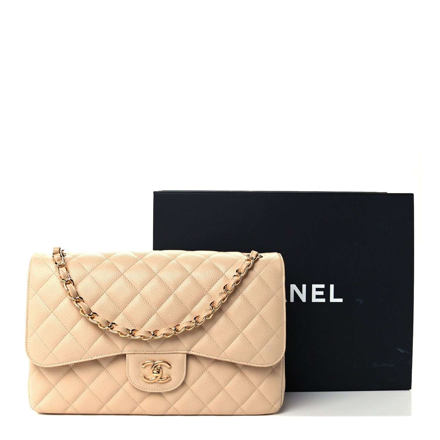 Chanel Caviar Quilted Jumbo Double Flap Beige Clair 12 of 12
