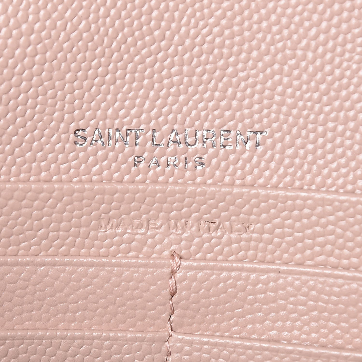 Saint Laurent Grain De Poudre Matelasse Chevron Monogram Chain Wallet Pale Pink 8 of 9