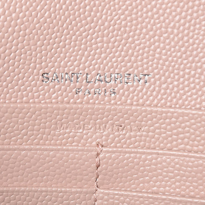 Saint Laurent Grain De Poudre Matelasse Chevron Monogram Chain Wallet Pale Pink 8 of 9