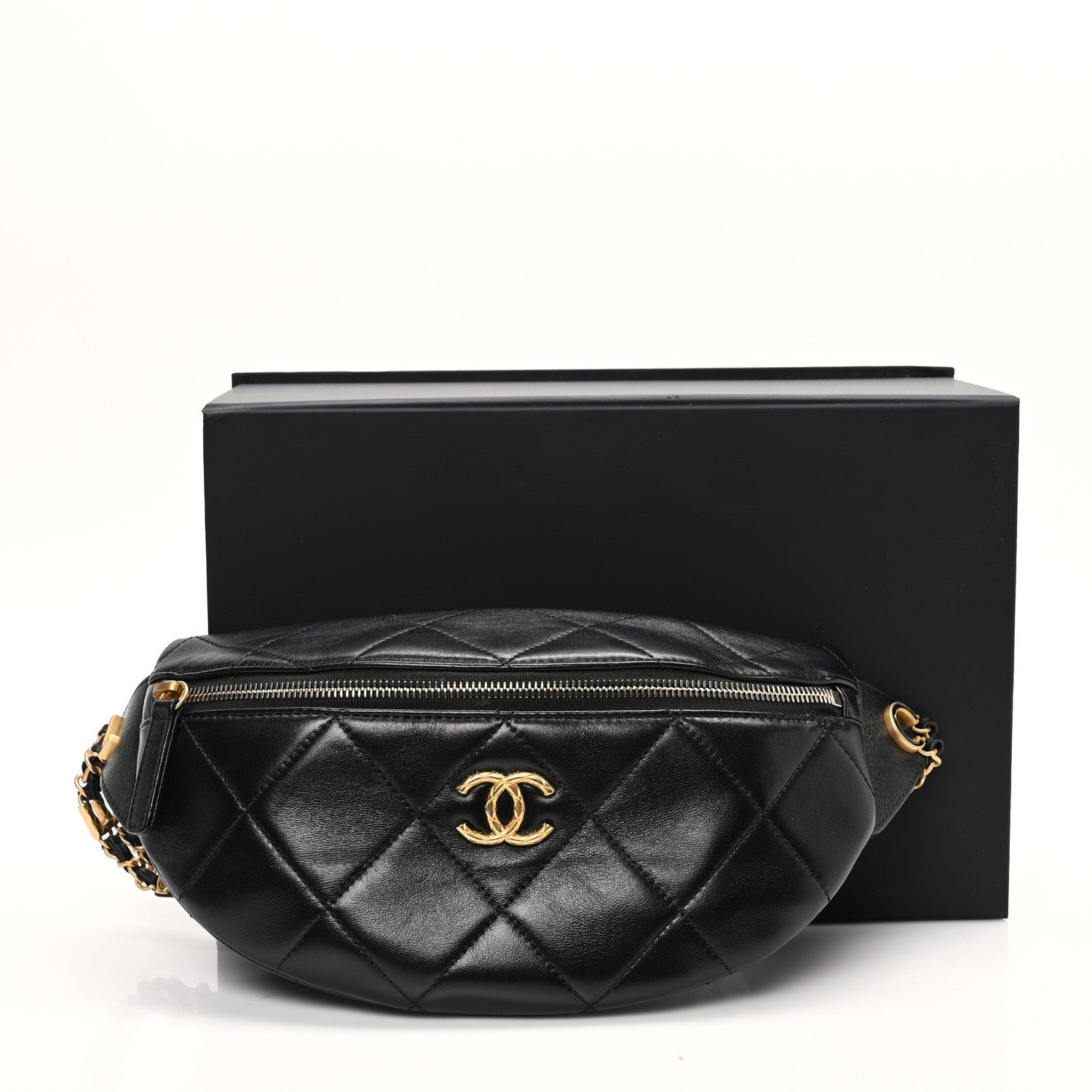 Chanel Lambskin Enamel Quilted Waist Bag Black 11 of 11