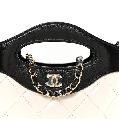 Chanel Shiny Crumpled Calfskin Quilted Nano 31 Shopping Bag White Black 8 of 11