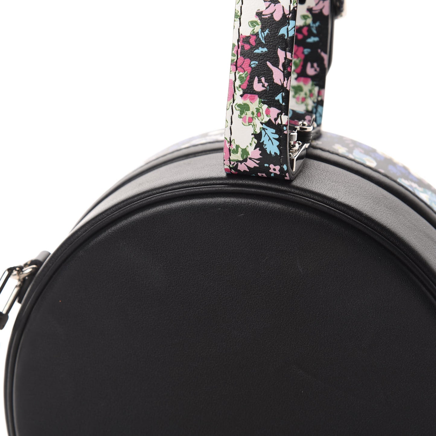 Calfskin Floral Print Petite Boite Chapeau Black