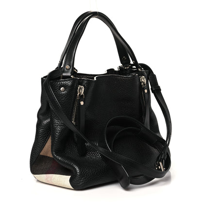 Burberry Grainy Calfskin House Check Small Maidstone Black 3 of 10