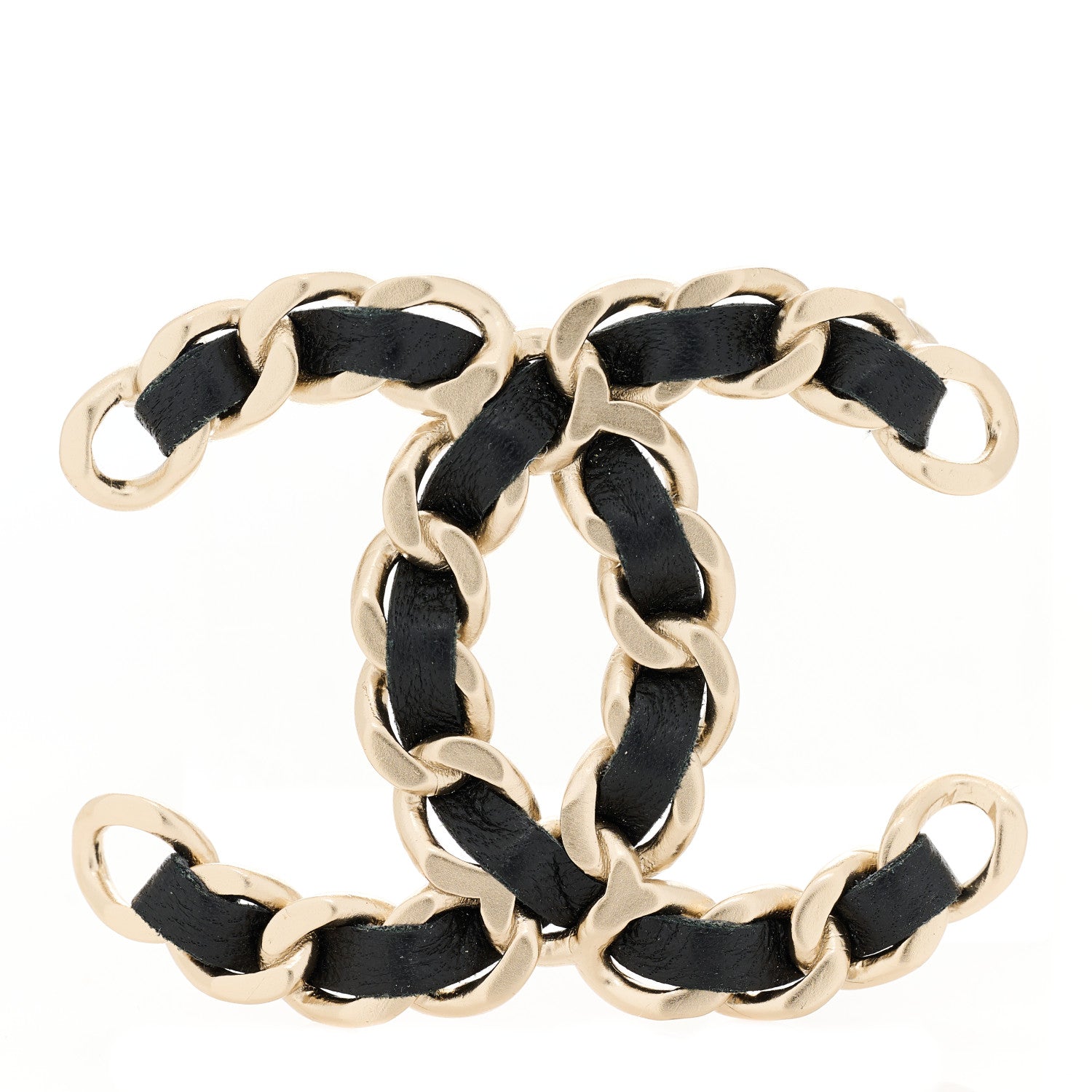 Chanel Lambskin Chain CC Brooch Black Gold 1 of 3