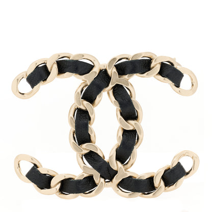 Chanel Lambskin Chain CC Brooch Black Gold 1 of 3