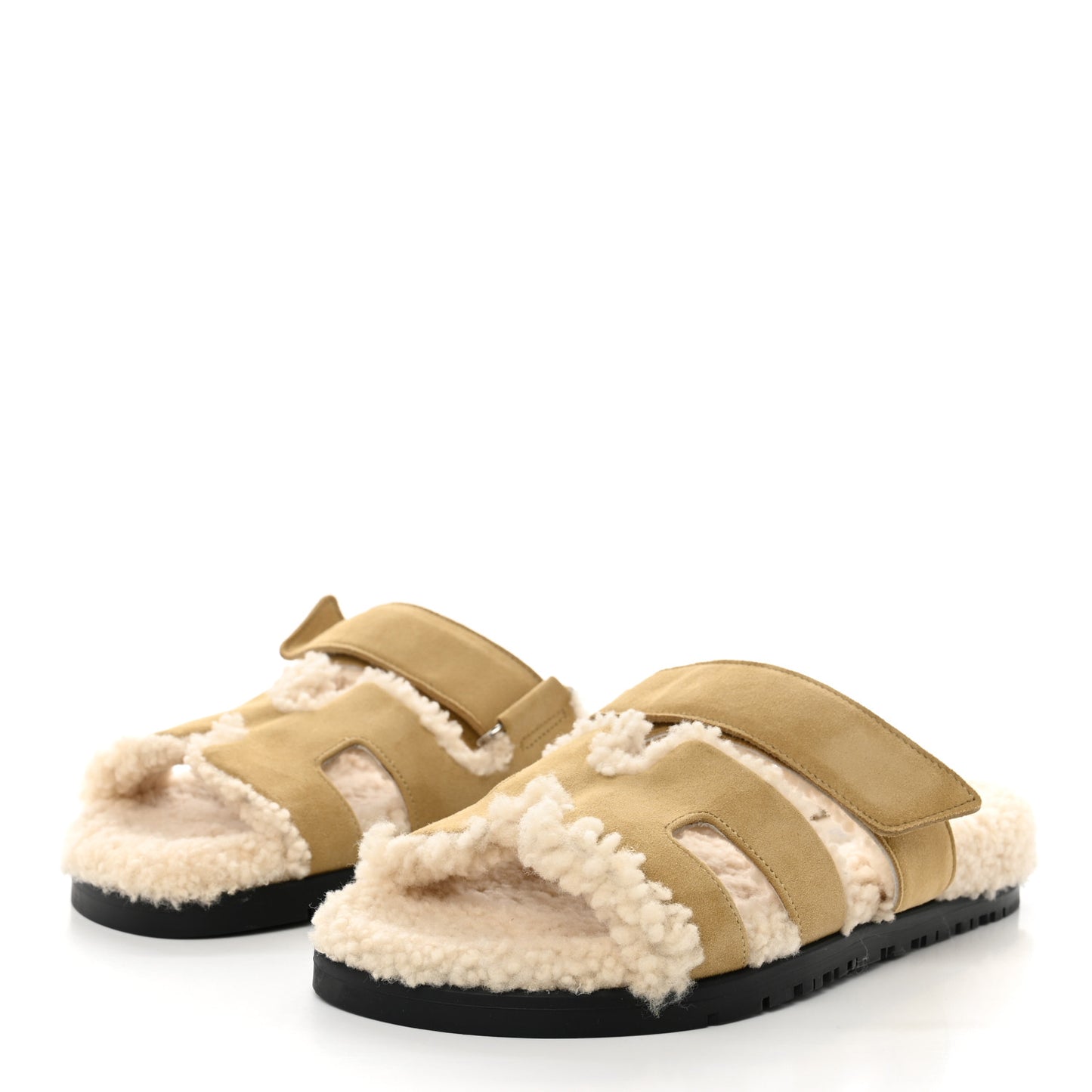Suede Goatskin Woolskin Womens Chypre Sandals 36 Beige Albatre Ecru