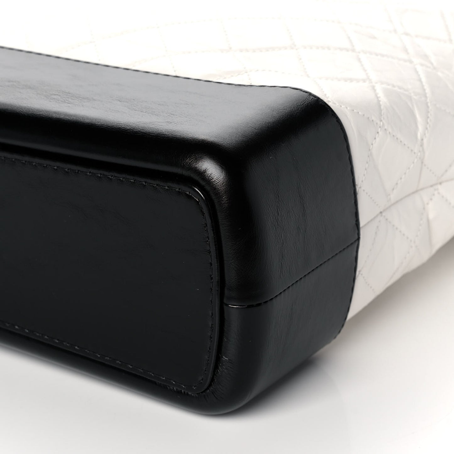 Aged Calfskin Quilted Maxi Gabrielle Hobo White Black