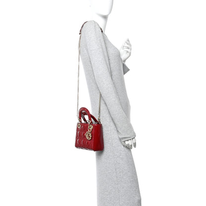 Christian Dior Patent Cannage Mini Lady Dior Red 2 of 10