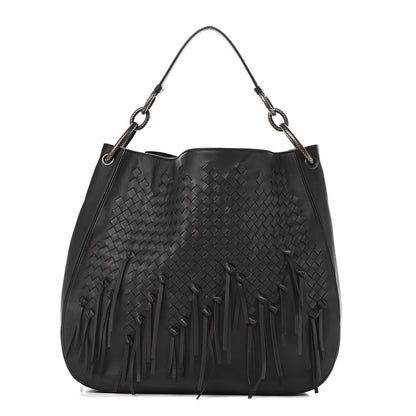 Bottega Veneta Nappa Intrecciato Fringe Large Brio Loop Hobo Black 1 of 11