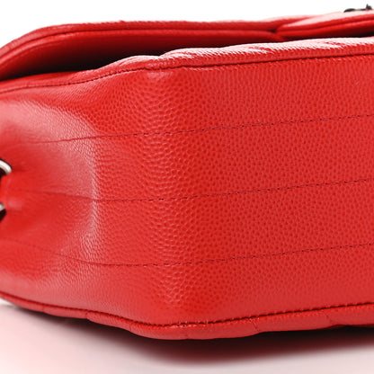Chanel Caviar Chevron Quilted Mini Rectangular Flap Red 8 of 9