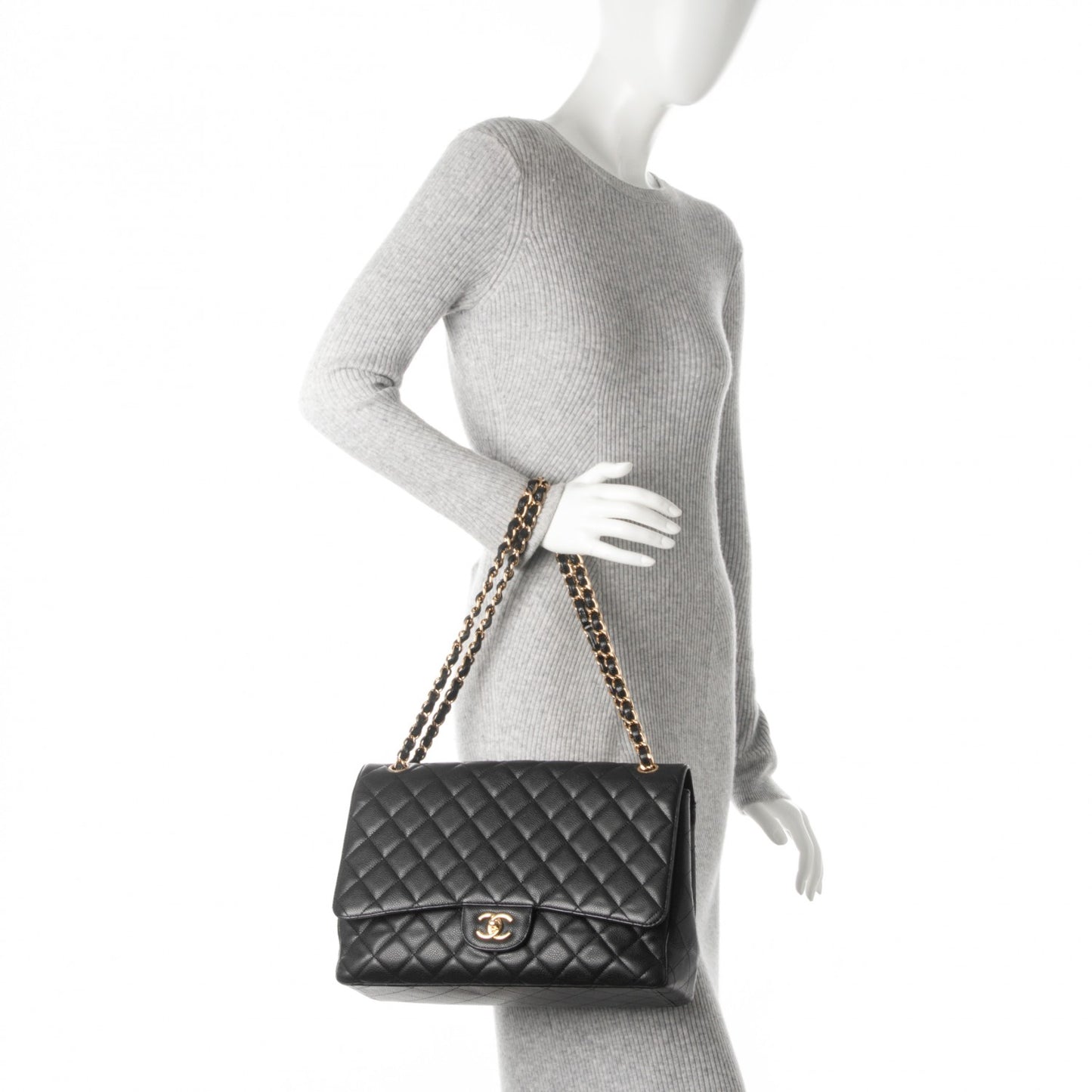 Caviar Quilted Maxi Single Flap Black