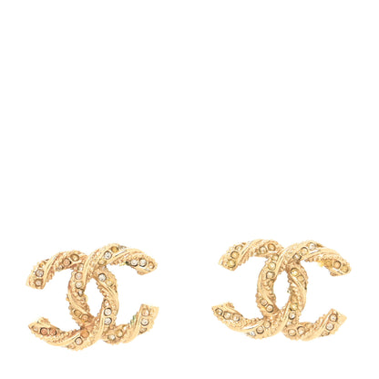 Chanel Crystal Twisted CC Earrings Gold 1 of 4