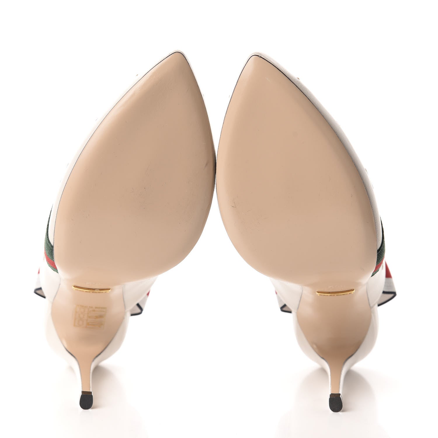Gucci Malaga Kid Web Bee Star Embroidered Sylvie High Heel Slingback Pumps 36.5 White 6 of 14