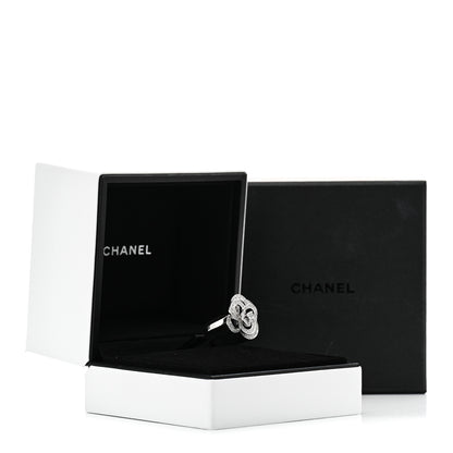 Chanel 18K White Gold Diamond Medium Fil de Camelia Ring 55 7.25 7 of 7