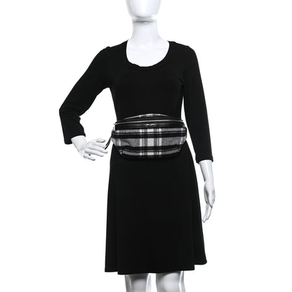 Saint Laurent Wool Tartan Belt Bag Black White 2 of 9