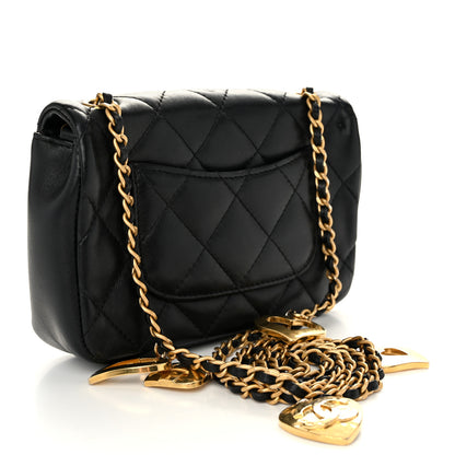Chanel Lambskin Quilted Mini Heart Charms Flap Black 3 of 11