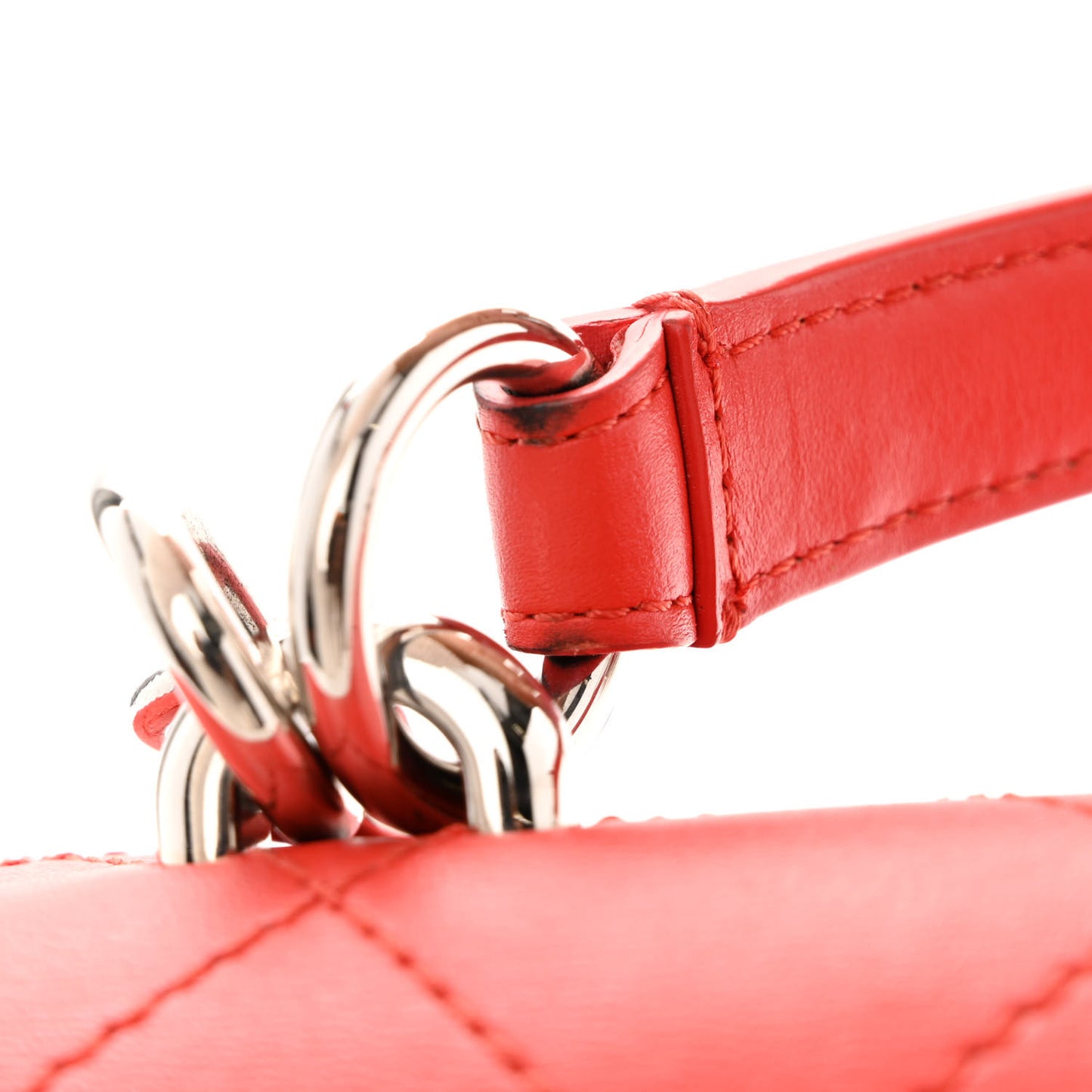 Calfskin Stitched Ring My Bag Flap Crossbody Red