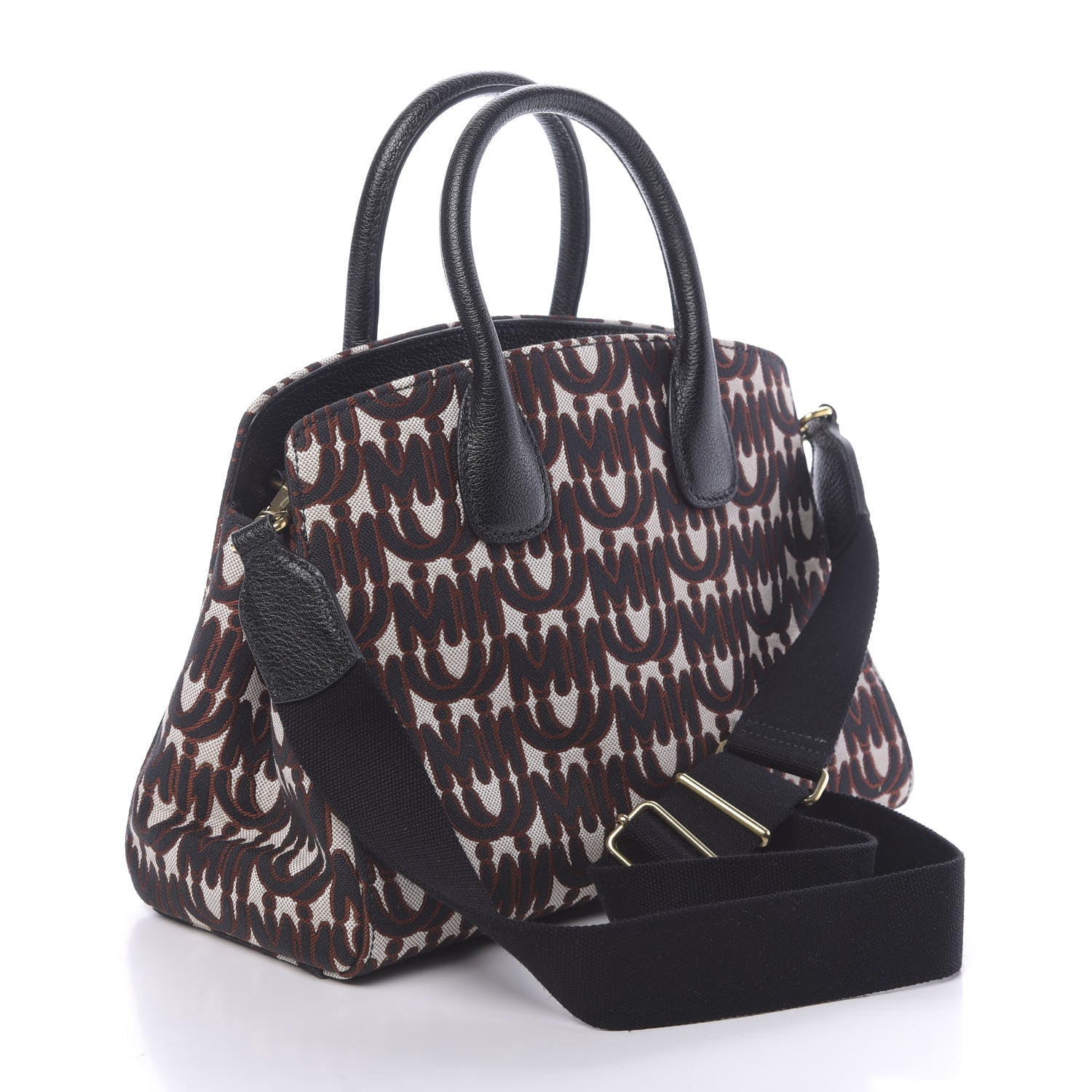 Miu Miu Jacquard Madras Logo Tote Black 4 of 11
