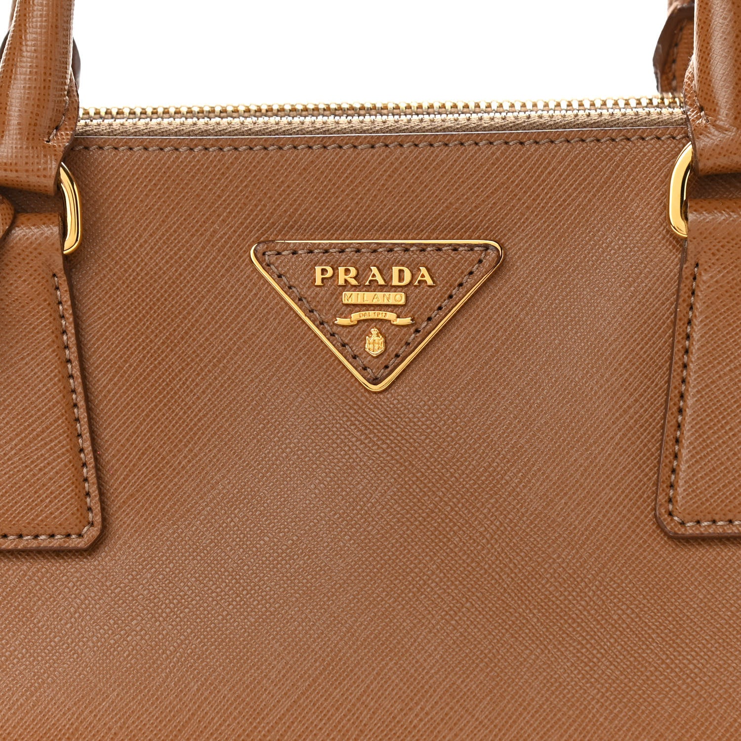 Prada Saffiano Lux Medium Double Zip Tote Caramel 7 of 11