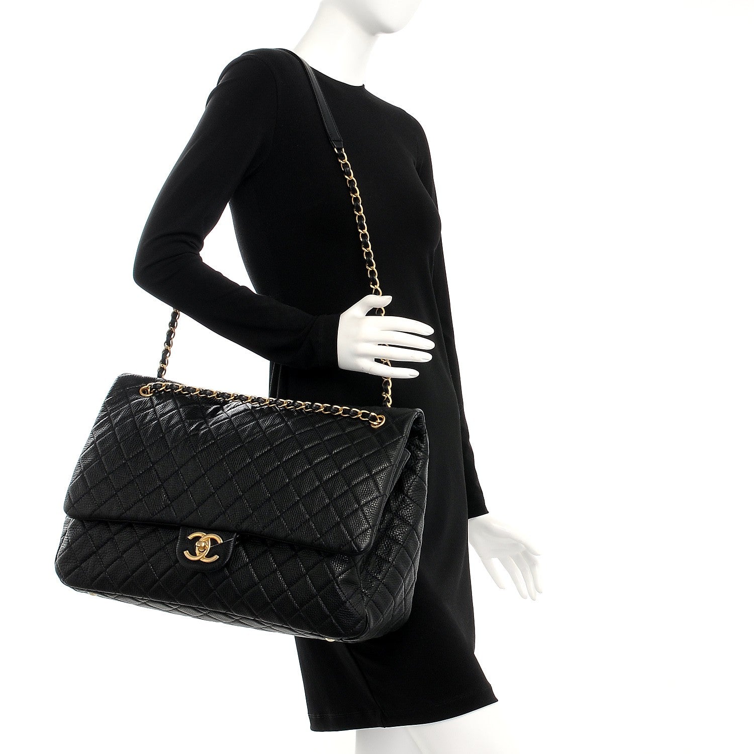 Chanel Calfskin Quilted XXL Travel Flap Bag Black 2 of 8