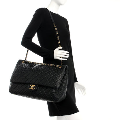 Chanel Calfskin Quilted XXL Travel Flap Bag Black 2 of 8