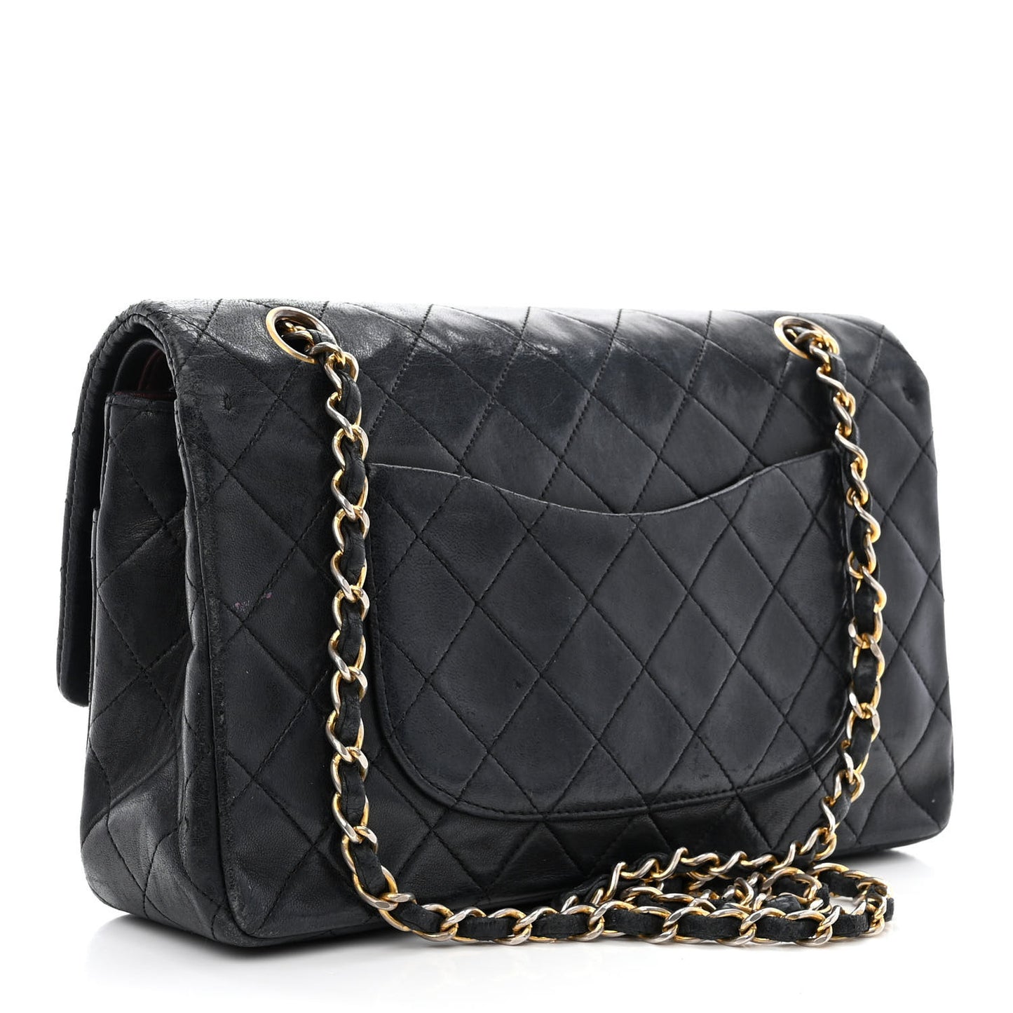 Lambskin Quilted Medium Double Flap Black