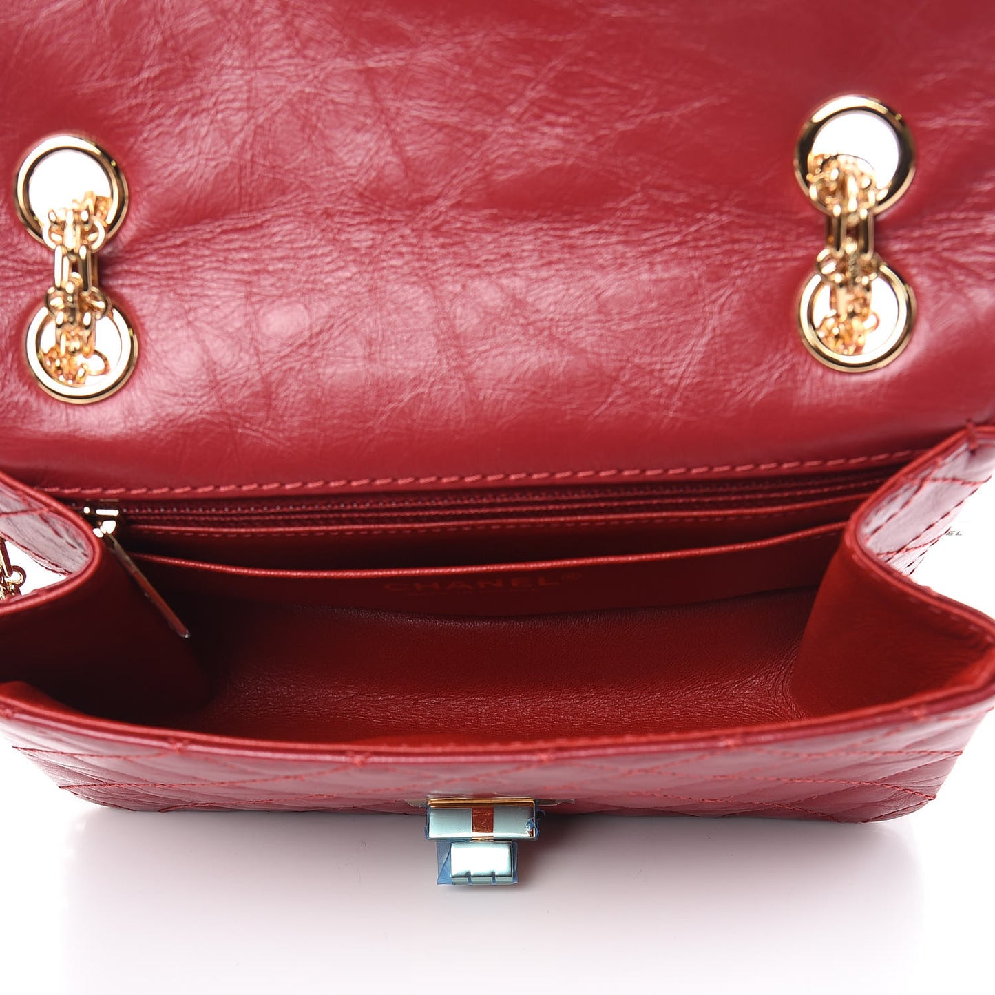 Aged Calfskin Quilted 2.55 Reissue Mini Flap Red