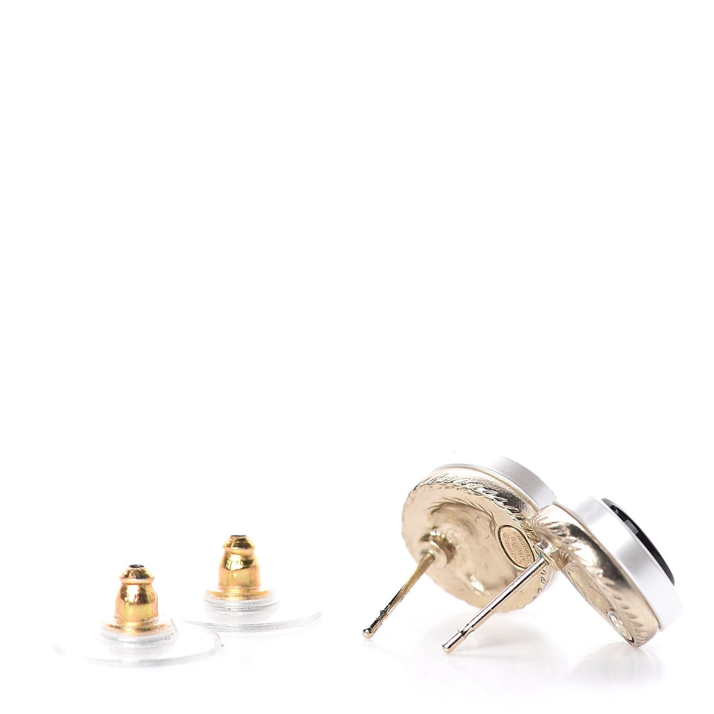 Resin CC Earrings Black Gold