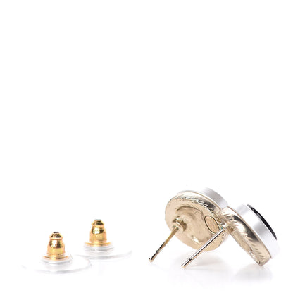 Chanel Resin CC Earrings Black Gold 3 of 5