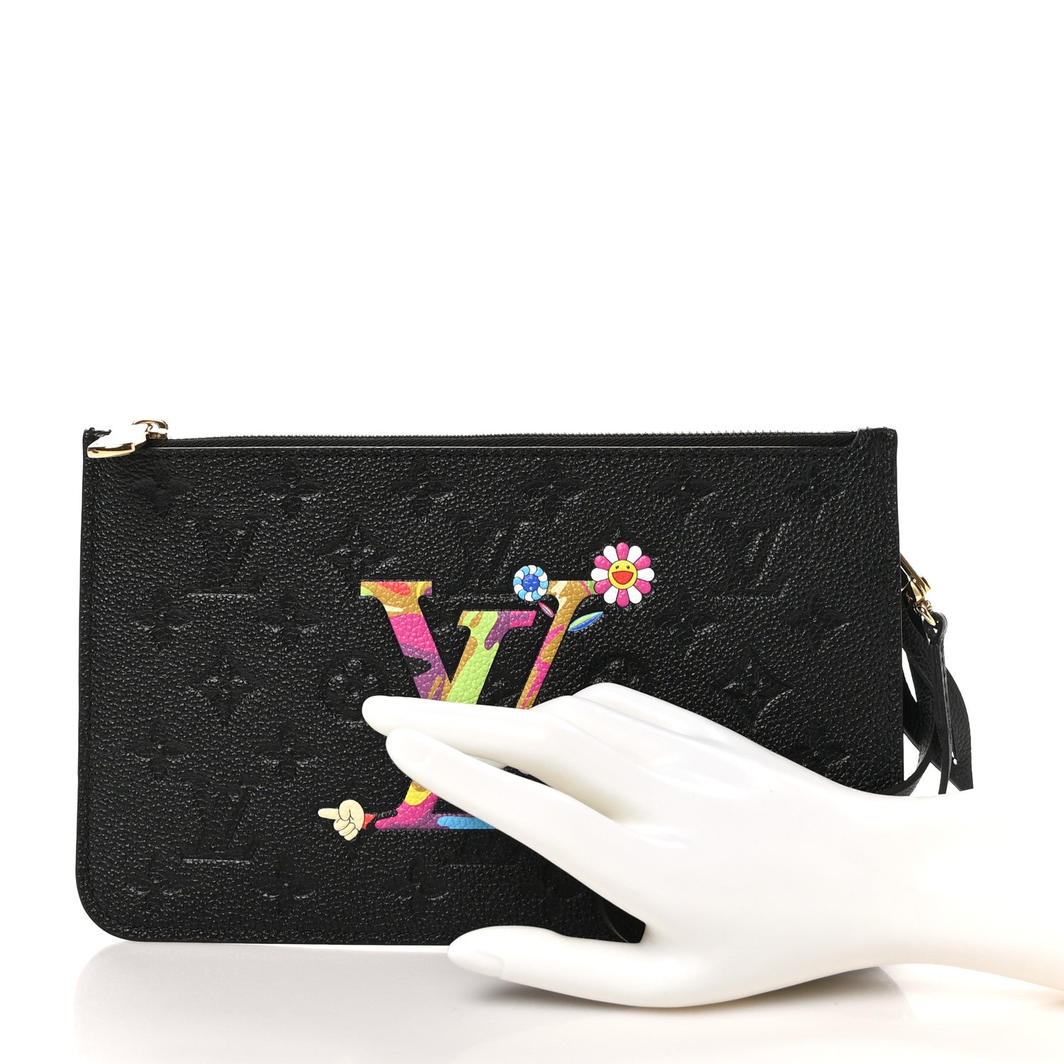 Louis Vuitton LV X TM Empreinte Flowers Neverfull MM Pochette Black 2 of 7