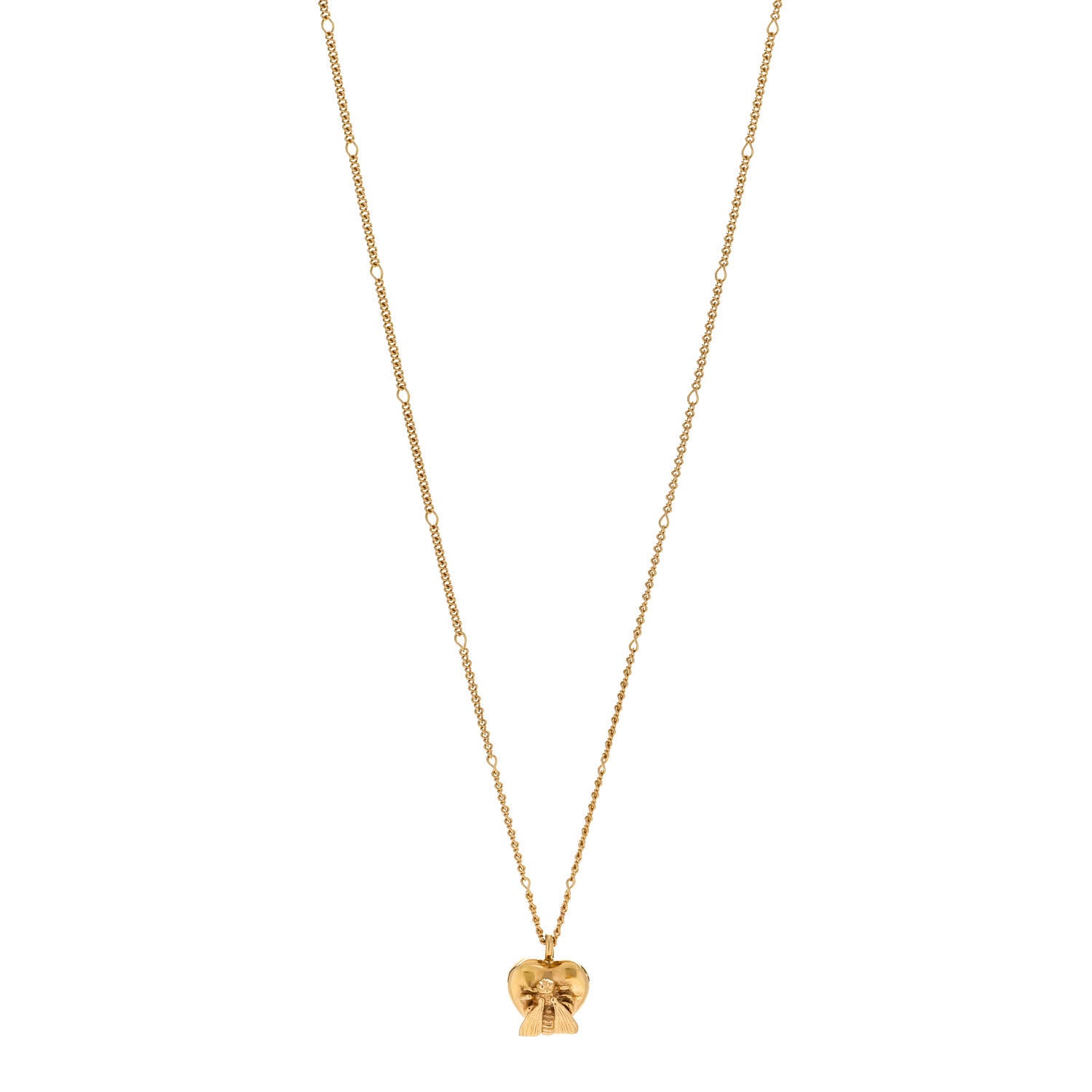 Gucci 18K Yellow Gold Le Marche Des Merveilles Bee Heart Pendant Necklace 1 of 6