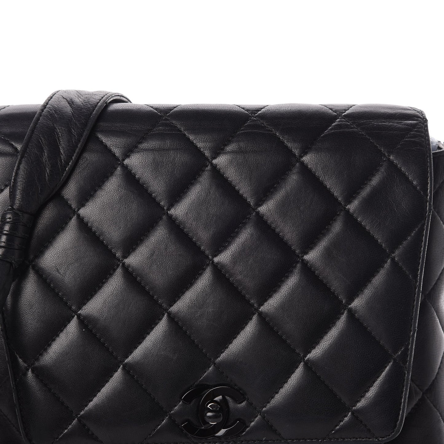 Lambskin Quilted Shoulder Flap Bag So Black