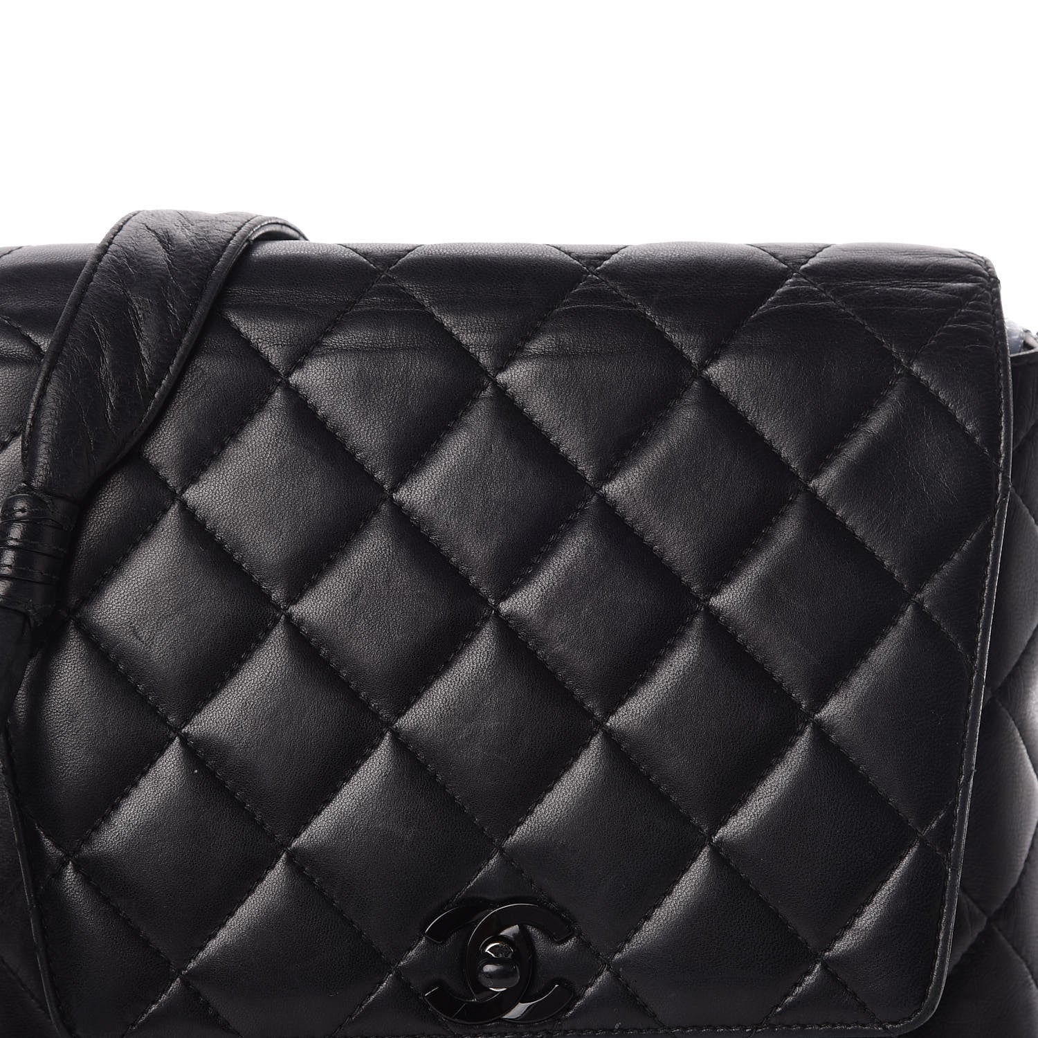 Chanel Lambskin Quilted Shoulder Flap Bag So Black 9 of 9